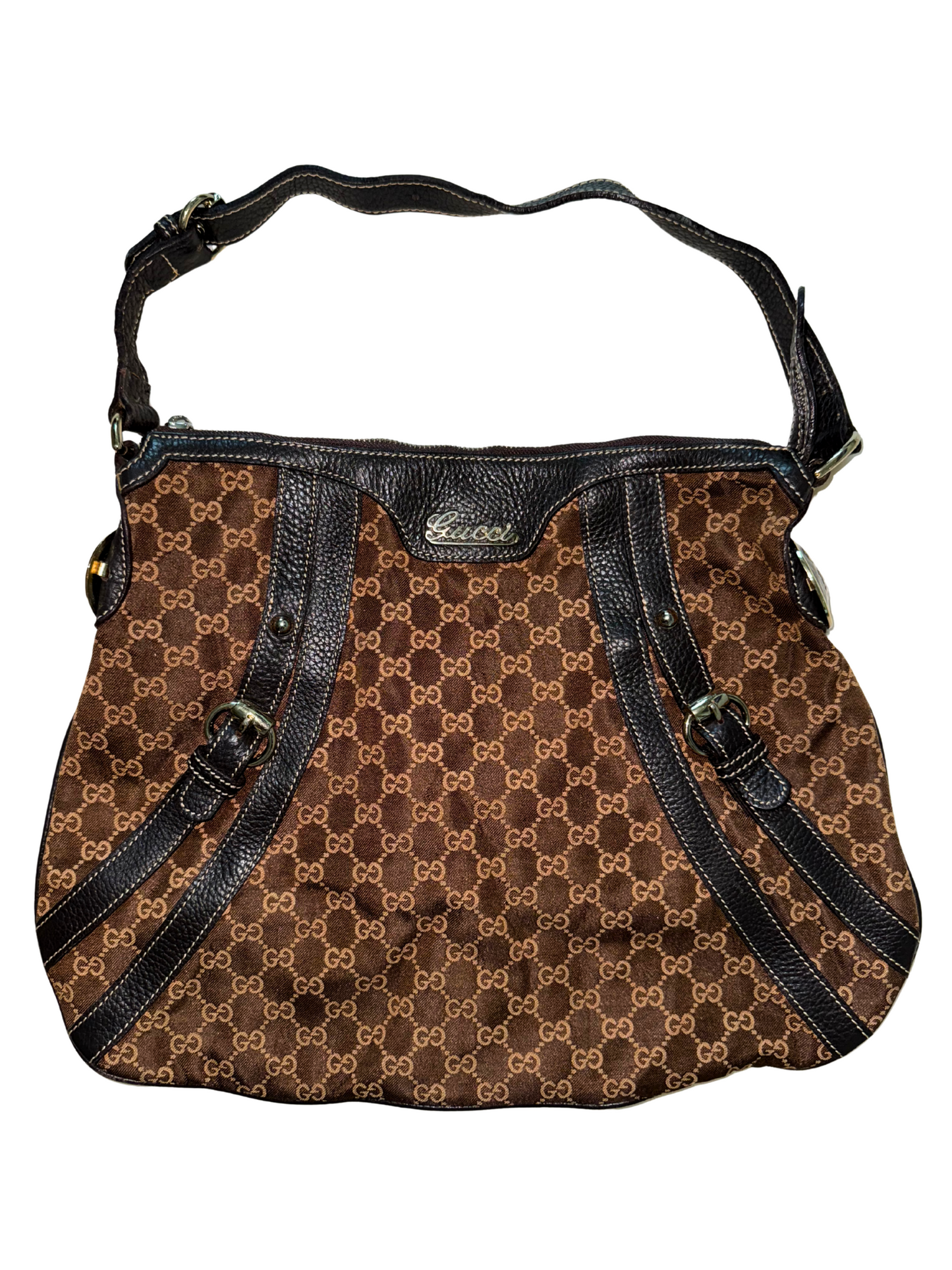 Rare 90’s Gucci Monogram coated Canvas shoulder bag