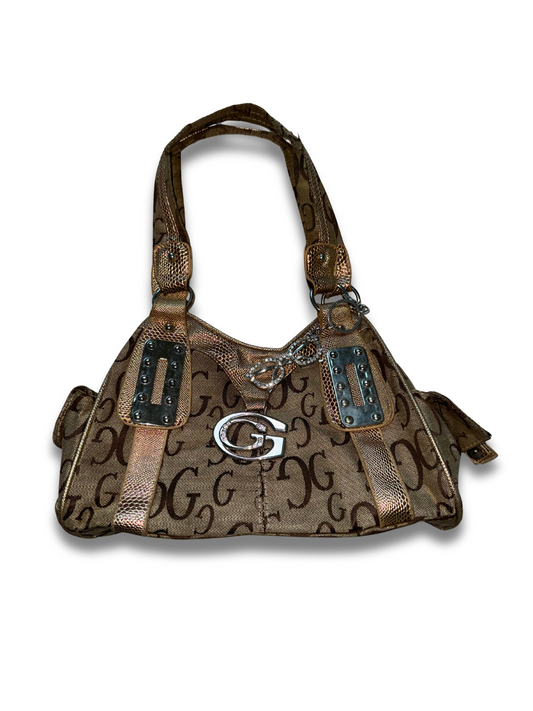 Vintage Y2K Guess Brown Monogram Shoulder Handbag