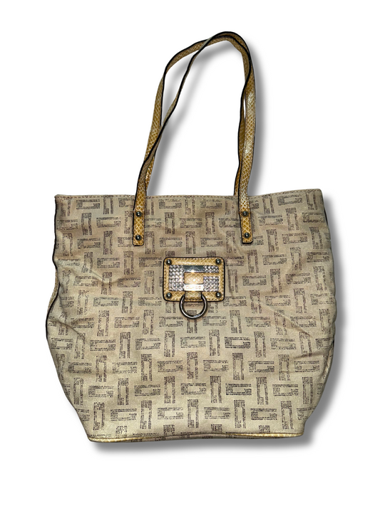 Y2k Guess beige monogram shoulder bag